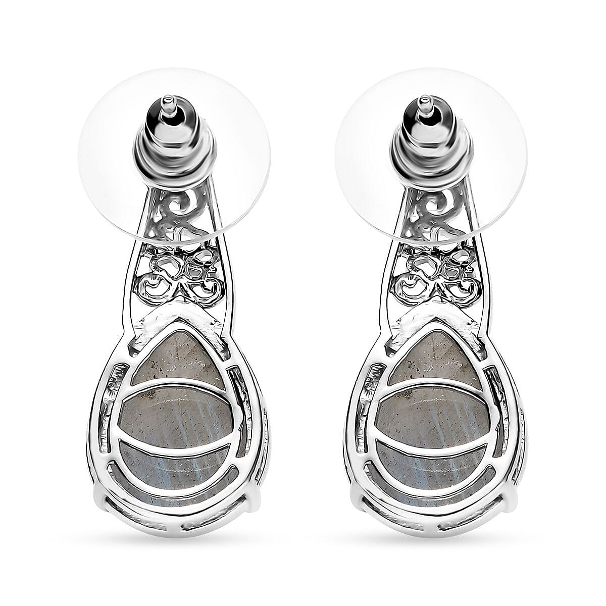 Karis Malagasy Labradorite 12.25 ctw Earrings in Platinum Bond
