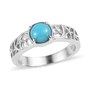 Sleeping Beauty Turquoise 0.80 ctw Ring in Stainless Steel (Size 10.0) 