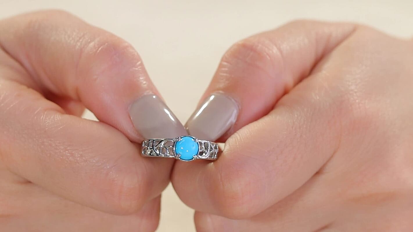 Sleeping Beauty Turquoise 0.80 ctw Ring in Stainless Steel (Size 10.0)