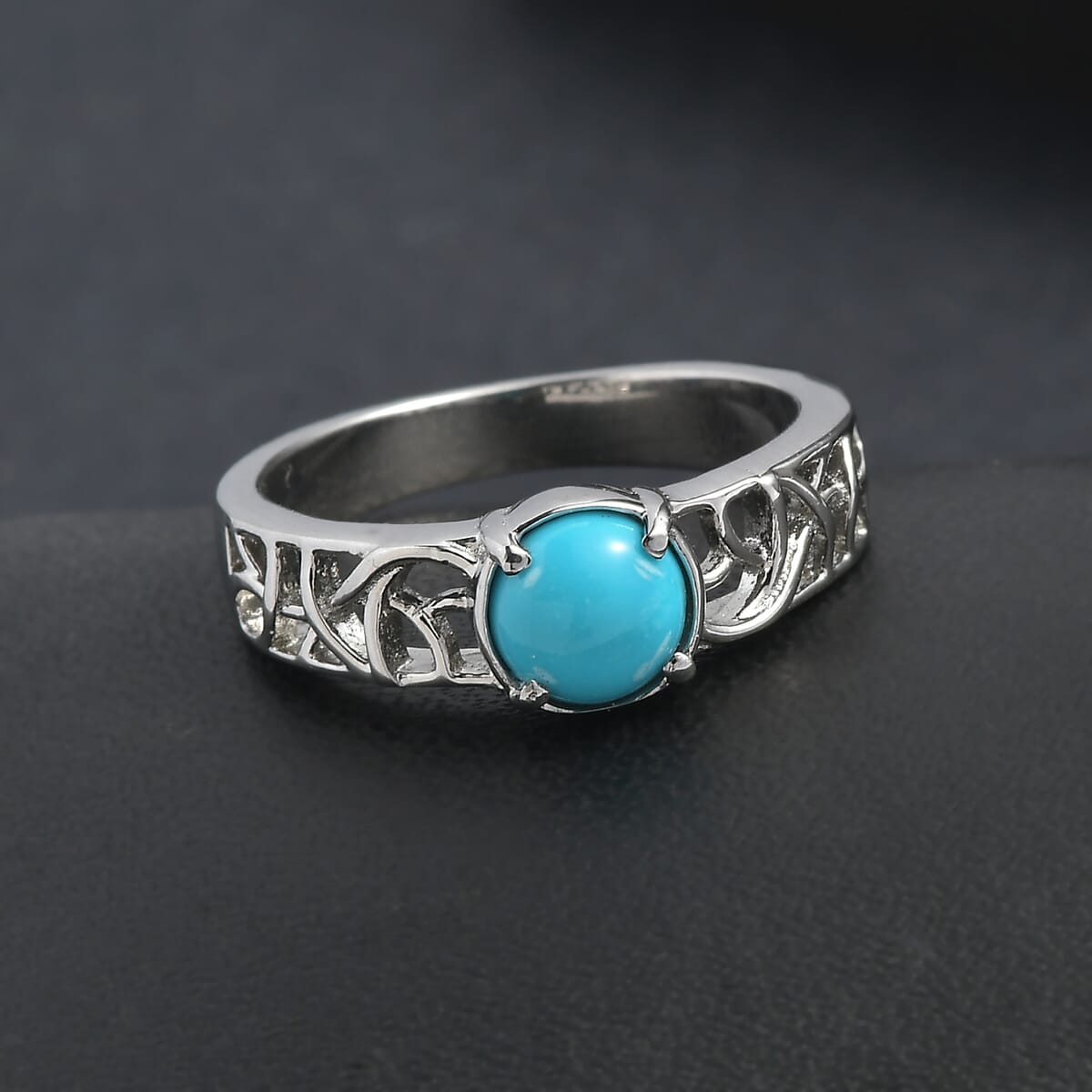 Sleeping Beauty Turquoise 0.80 ctw Ring in Stainless Steel (Size 10.0) image number 1