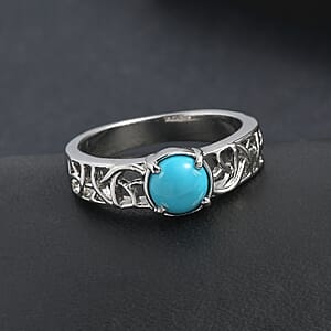 Sleeping Beauty Turquoise 0.80 ctw Ring in Stainless Steel (Size 10.0) 