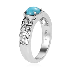 Sleeping Beauty Turquoise 0.80 ctw Ring in Stainless Steel (Size 7.0) 