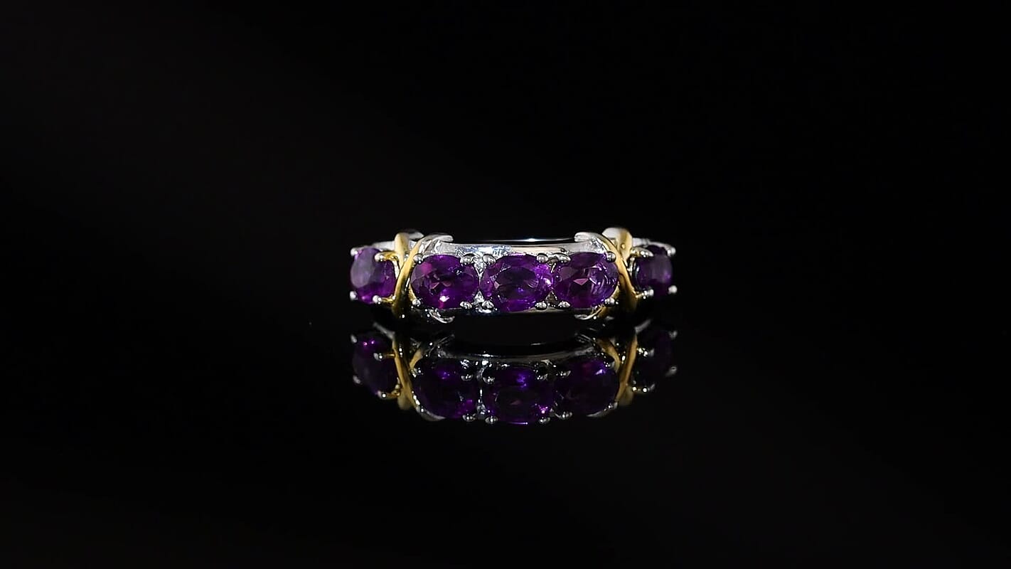 EverTrue African Amethyst 1.65 ctw Ring in 18K YG Plated and Platinum Bond (Size 5.0)