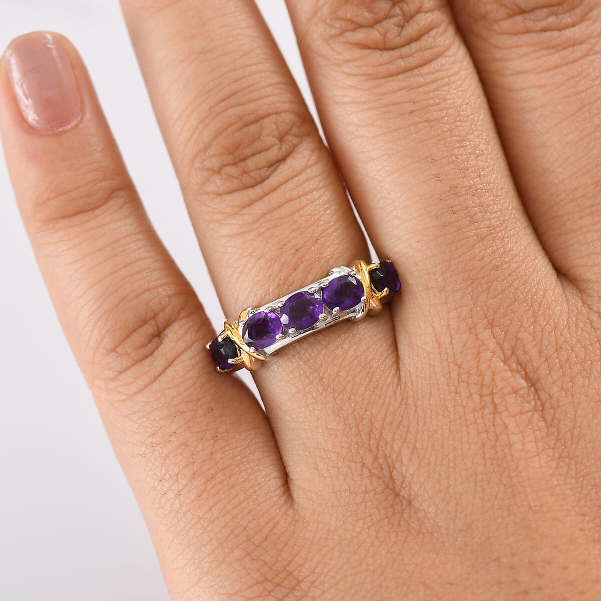 Karis African Amethyst 1.65 ctw Ring in 18K YG Plated and Platinum Bond (Size 10.0) image number 2