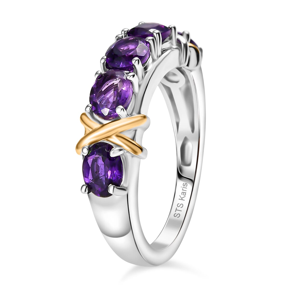 Karis African Amethyst 1.65 ctw Ring in 18K YG Plated and Platinum Bond (Size 10.0) image number 3