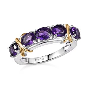 EverTrue African Amethyst 1.65 ctw Ring in 18K YG Plated and Platinum Bond (Size 5.0)