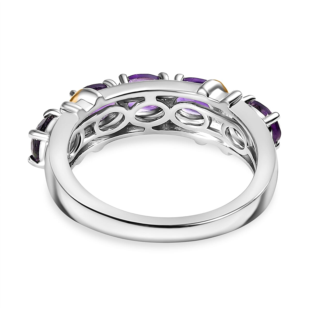 EverTrue African Amethyst 1.65 ctw Ring in 18K YG Plated and Platinum Bond (Size 6.0)