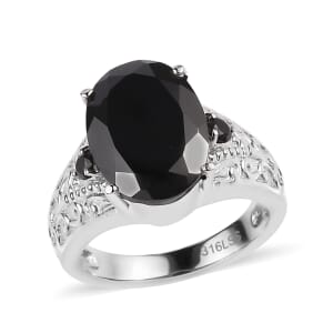Thai Black Spinel 7.35 ctw Ring in Stainless Steel (Size 10.0) 
