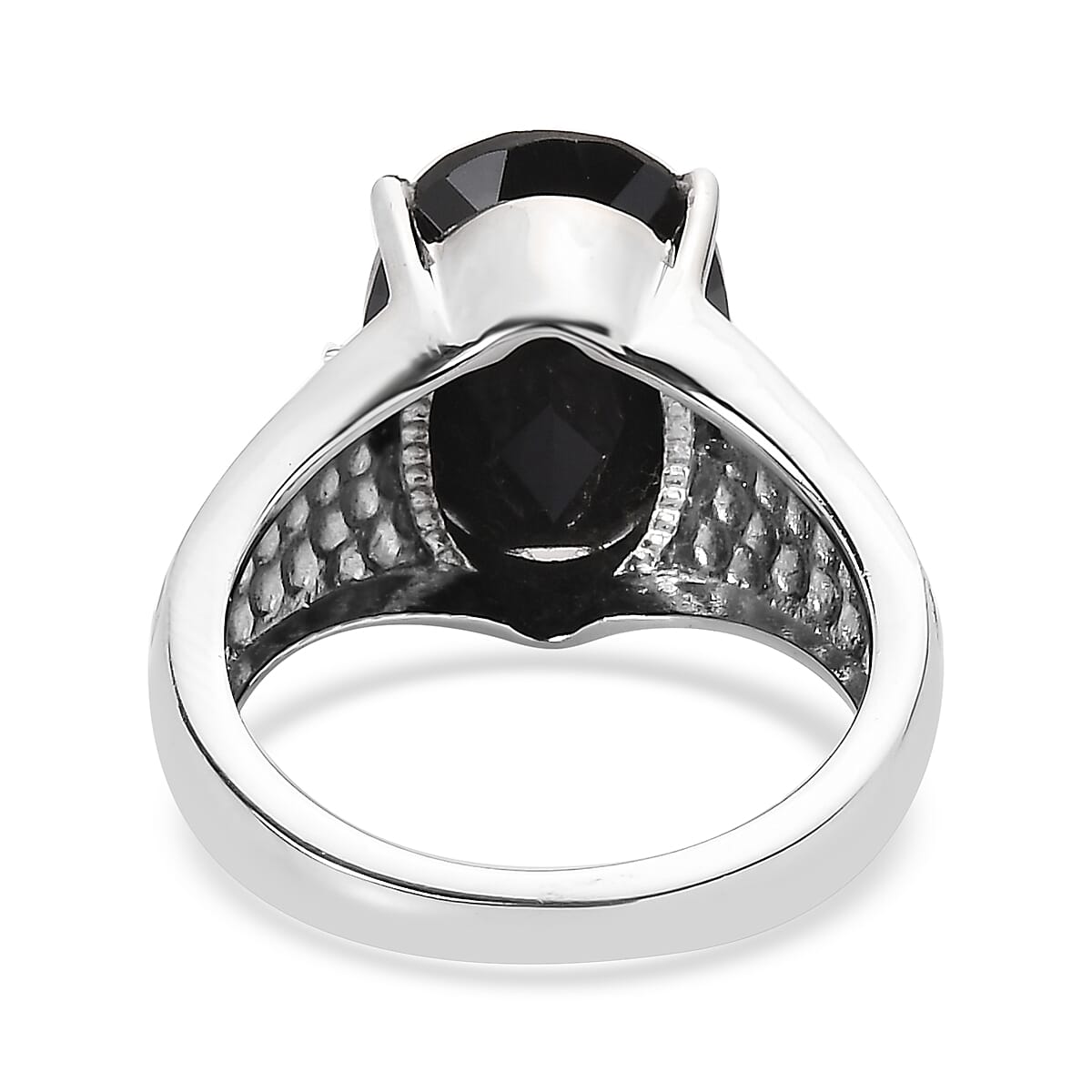 Thai Black Spinel 7.35 ctw Ring in Stainless Steel (Size 6.0)  image number 4