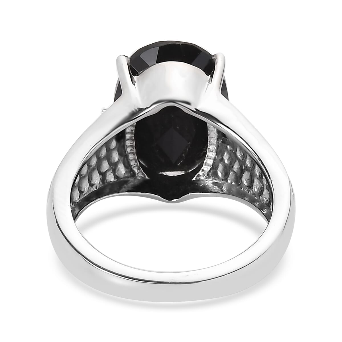 Thai Black Spinel 7.35 ctw Ring in Stainless Steel (Size 7.0)  image number 4