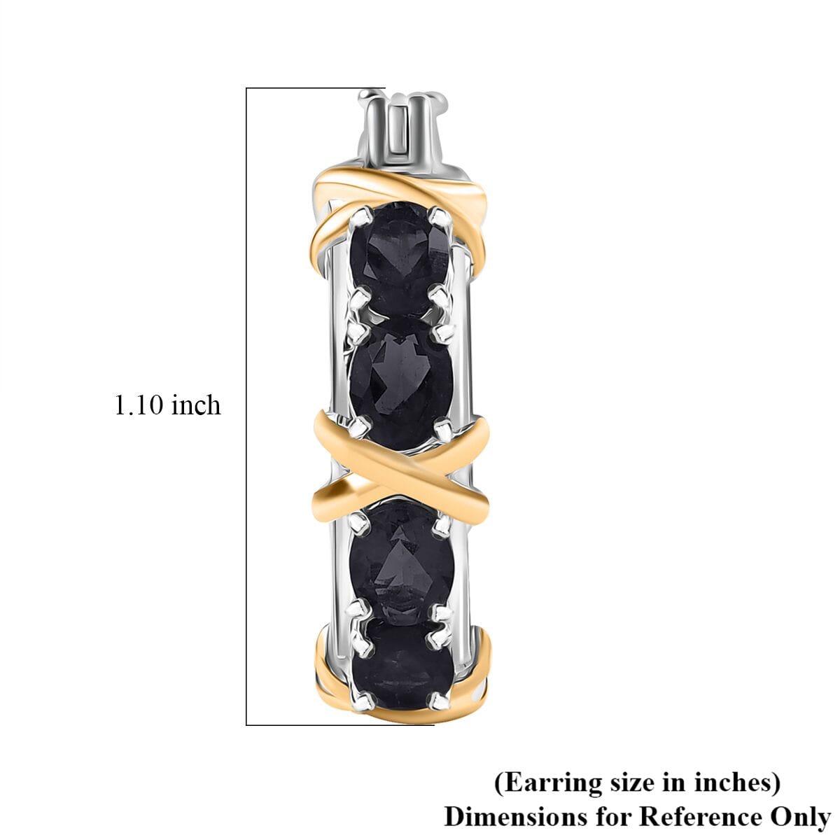 Karis Thai Black Spinel 4.15 ctw Hoop Earrings in 18K YG Plated and Platinum Bond image number 4