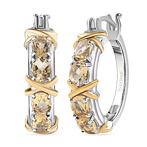 Karis Brazilian Citrine 2.75 ctw Hoop Earrings in 18K YG Plated and Platinum Bond