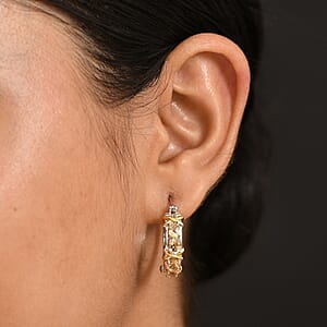 Karis Brazilian Citrine 2.75 ctw Hoop Earrings in 18K YG Plated and Platinum Bond