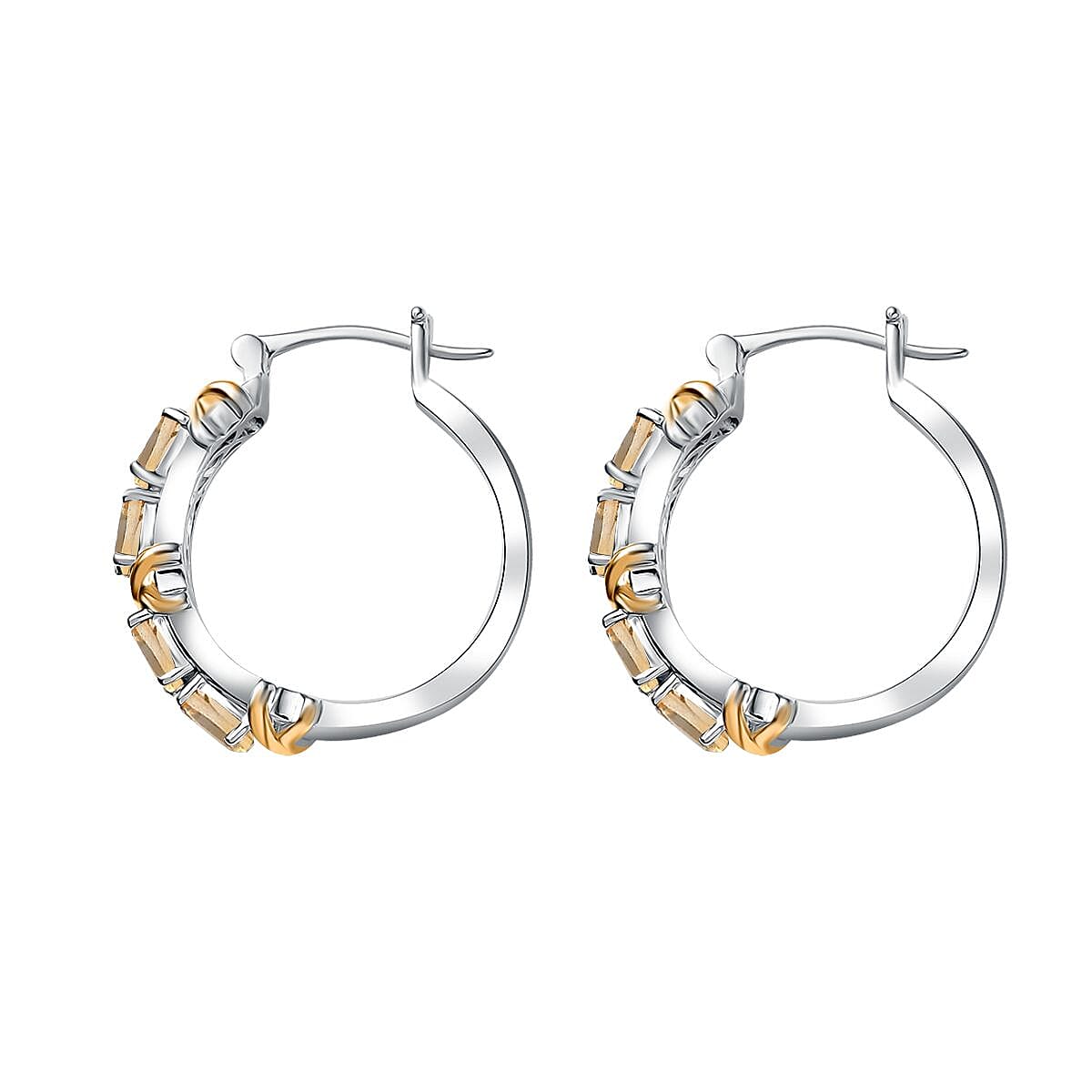 Karis Brazilian Citrine 2.75 ctw Hoop Earrings in 18K YG Plated and Platinum Bond image number 3