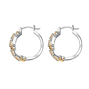 Karis Brazilian Citrine 2.75 ctw Hoop Earrings in 18K YG Plated and Platinum Bond