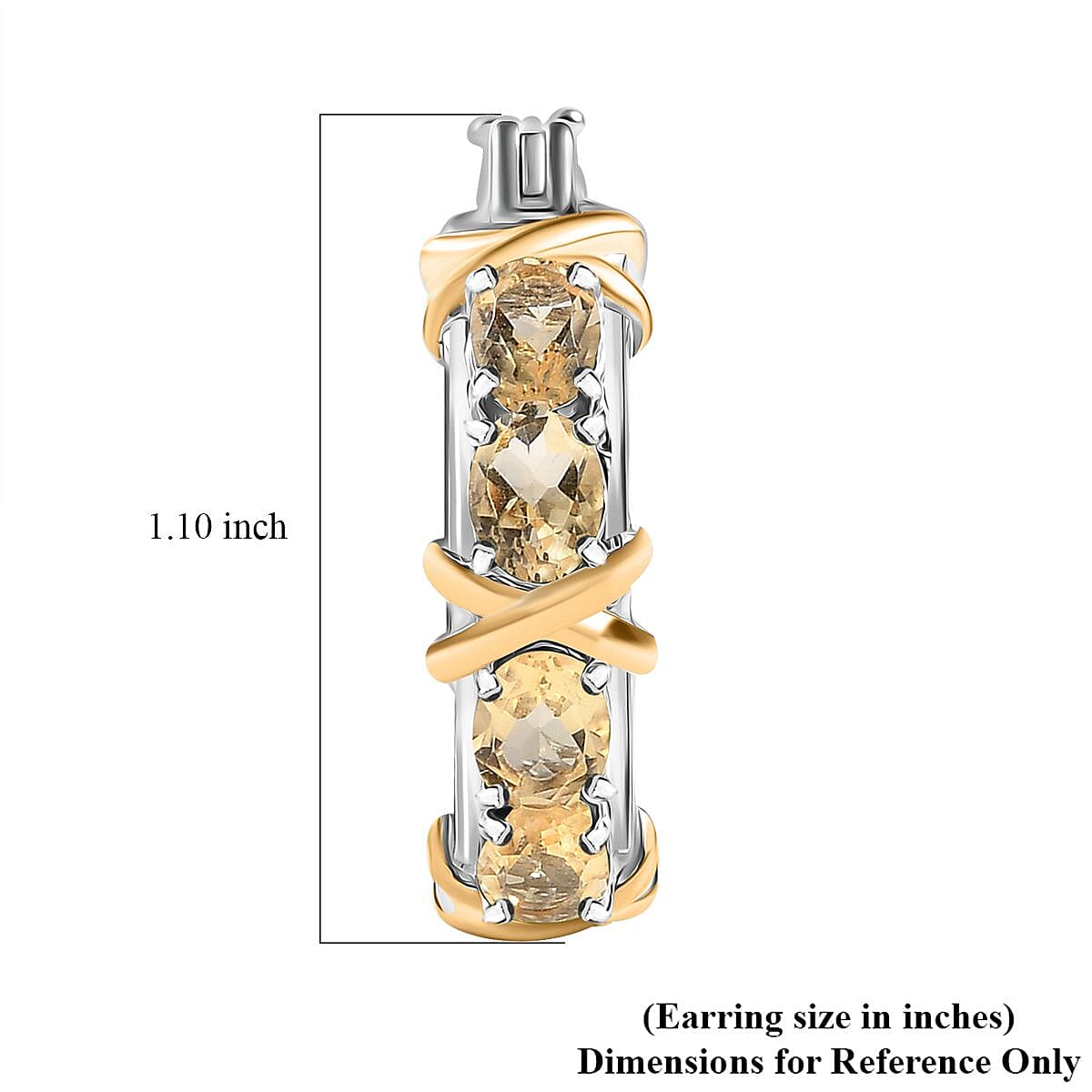 Karis Brazilian Citrine 2.75 ctw Hoop Earrings in 18K YG Plated and Platinum Bond image number 4