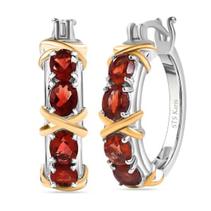 Karis Mozambique Garnet 3.65 ctw Hoop Earrings in 18K YG Plated and Platinum Bond