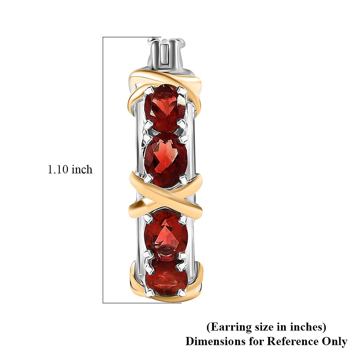 EverTrue Mozambique Garnet 3.65 ctw Hoop Earrings in 18K YG Plated and Platinum Bond image number 4