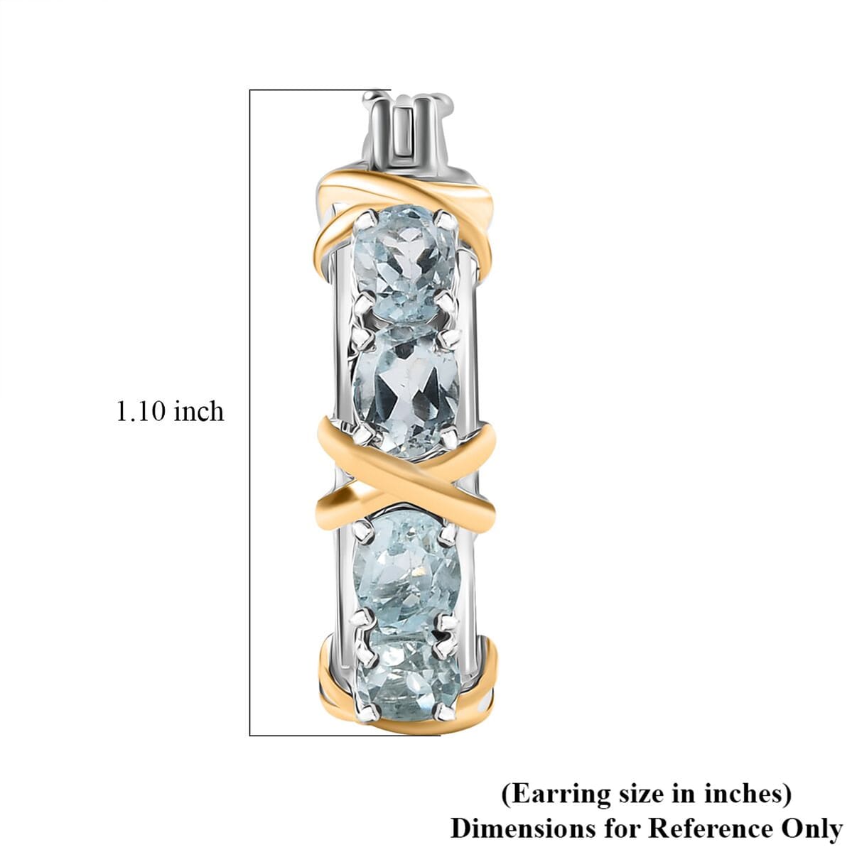 EverTrue Sky Blue Topaz 4.00 ctw XOXO Hoop Earrings in 18K YG Plated and Platinum Bond image number 4