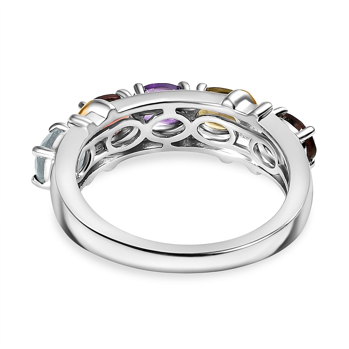 Karis Multi Gemstone 1.90 ctw XOXO Ring 18K YG Plated and Platinum Bond (Size 6.0) image number 4