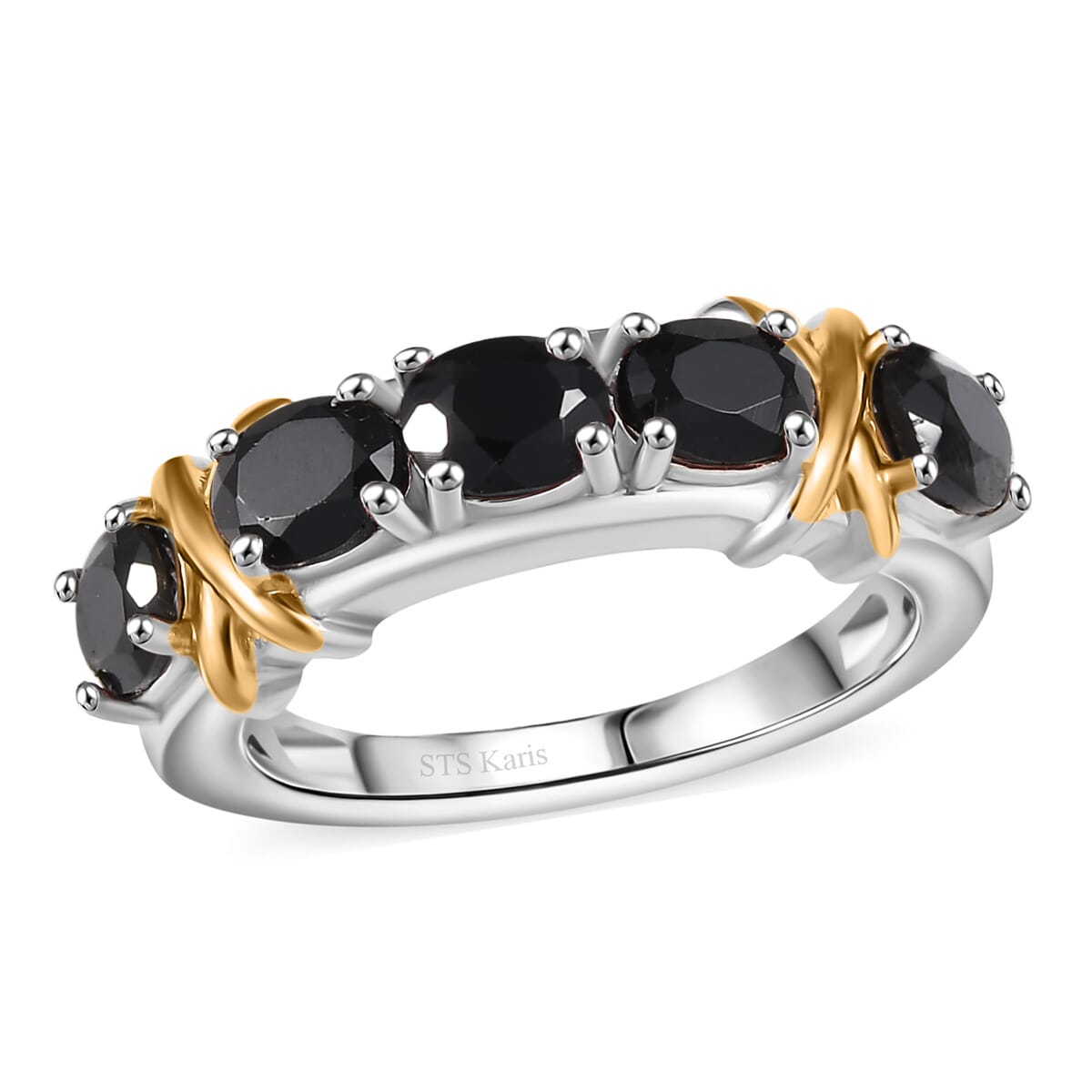 Karis Thai Black Spinel 2.20 ctw Ring 18K YG Plated and Platinum Bond (Size 10.0) image number 0