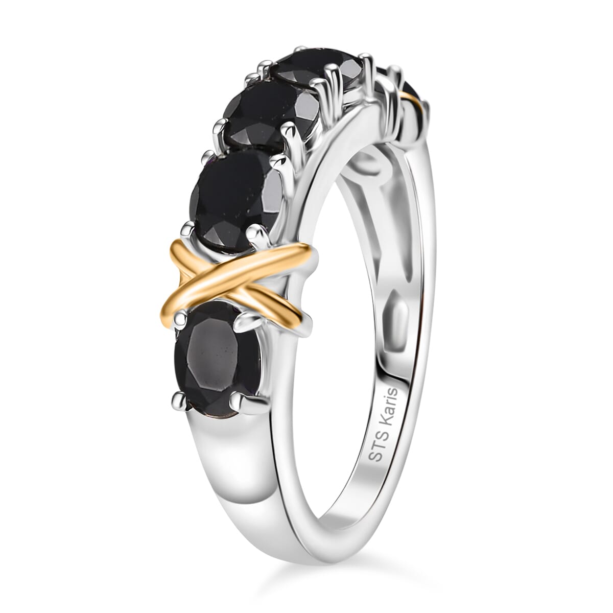 Karis Thai Black Spinel 2.20 ctw Ring 18K YG Plated and Platinum Bond (Size 10.0) image number 3