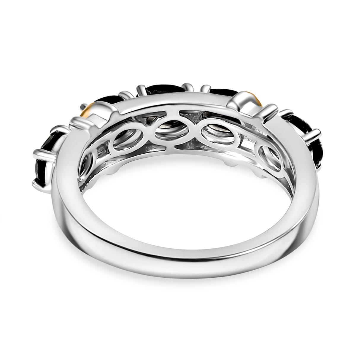 Karis Thai Black Spinel 2.20 ctw Ring 18K YG Plated and Platinum Bond (Size 10.0) image number 4