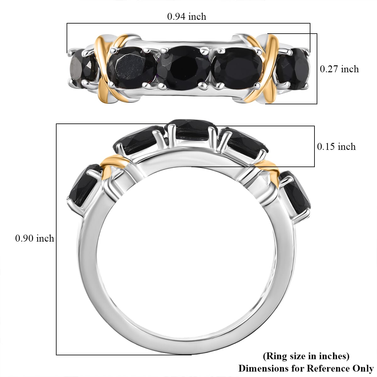Karis Thai Black Spinel 2.20 ctw Ring 18K YG Plated and Platinum Bond (Size 10.0) image number 5