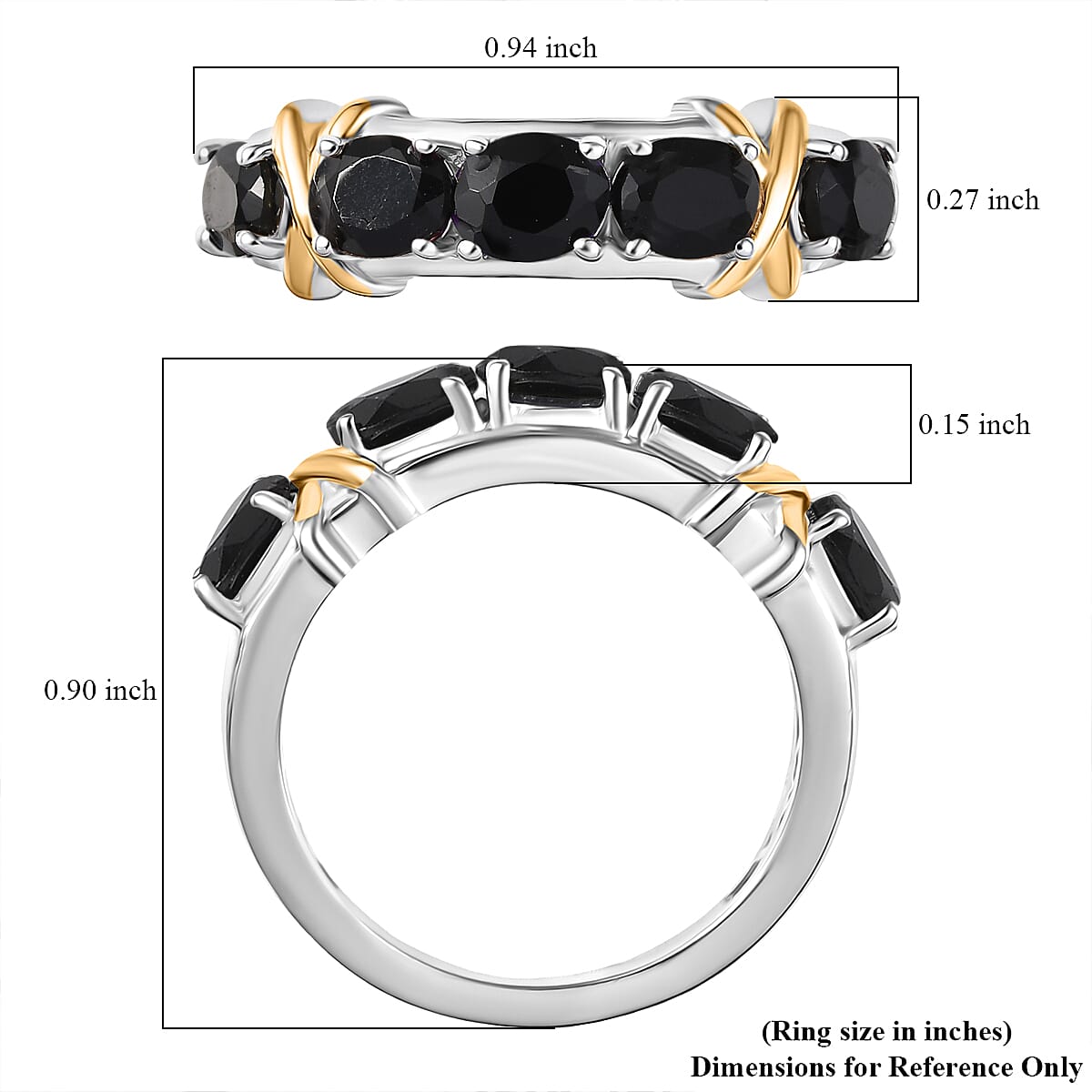 Epic Deal EverTrue Thai Black Spinel Ring 18K YG Plated and Platinum Bond (Size 8.0) 2.20 ctw image number 5