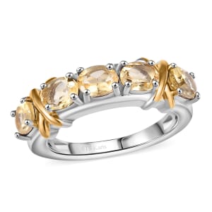 Karis Brazilian Citrine 1.60 ctw Ring 18K YG Plated and Platinum Bond (Size 10.0)