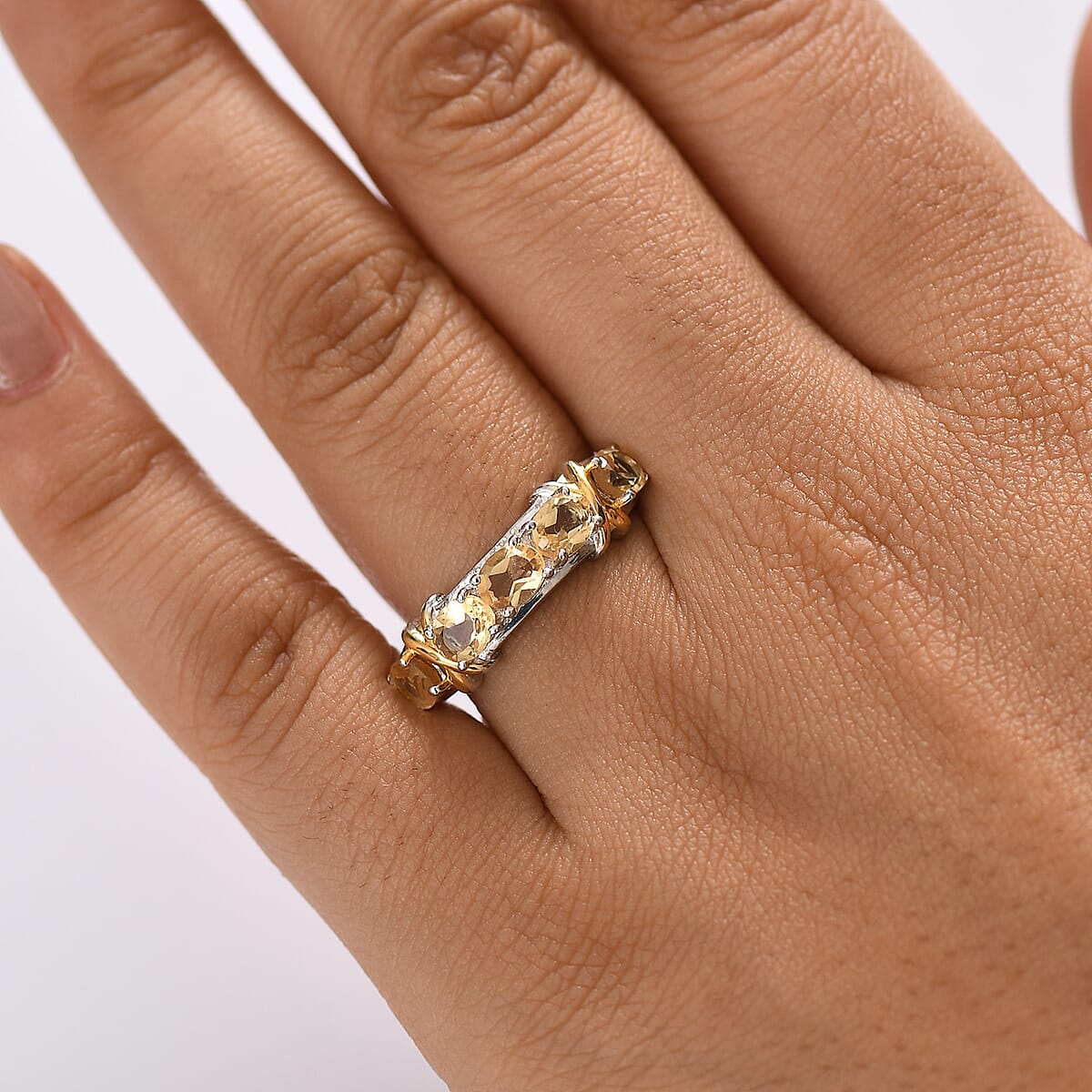 Epic Deal Karis Brazilian Citrine 1.60 ctw Ring 18K YG Plated and Platinum Bond (Size 7.0) image number 2