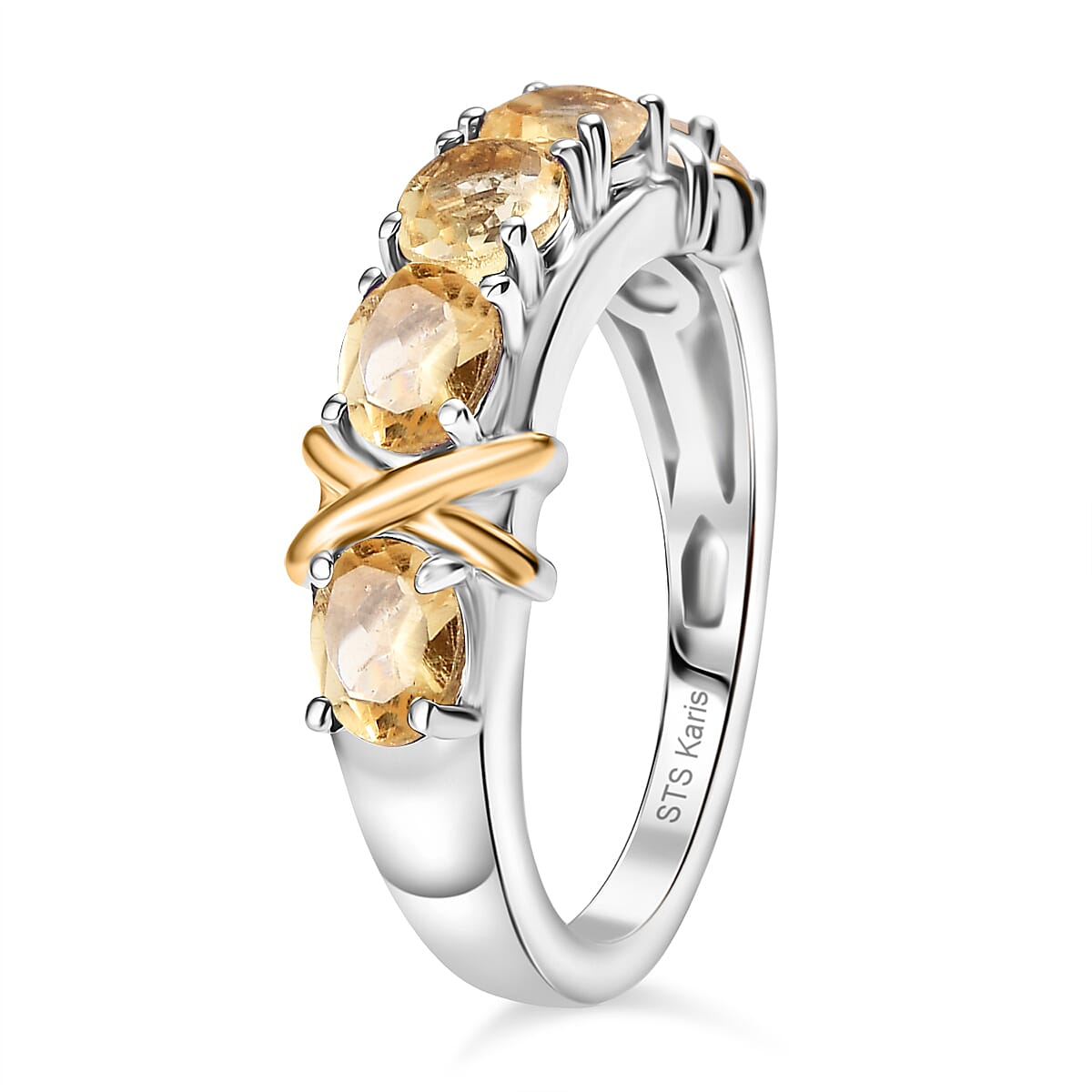Epic Deal Karis Brazilian Citrine 1.60 ctw Ring 18K YG Plated and Platinum Bond (Size 7.0) image number 3