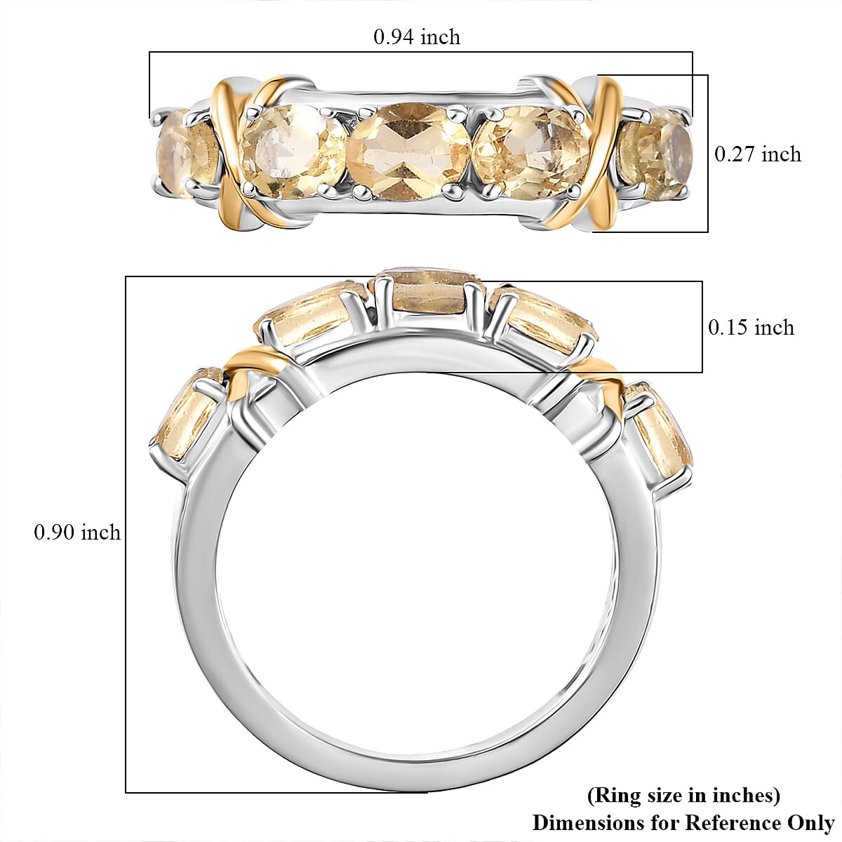 Epic Deal Karis Brazilian Citrine 1.60 ctw Ring 18K YG Plated and Platinum Bond (Size 7.0) image number 5