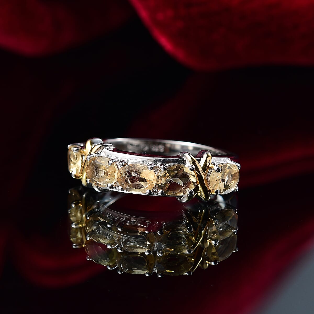 Karis Brazilian Citrine 1.60 ctw Ring 18K YG Plated and Platinum Bond (Size 8.0) image number 1