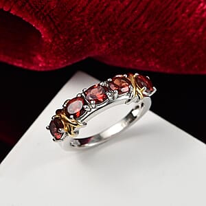 EverTrue Mozambique Garnet 2.30 ctw Ring in 18K YG Plated and Platinum Bond (Size 6.0) 