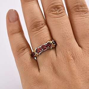 EverTrue Mozambique Garnet 2.30 ctw Ring in 18K YG Plated and Platinum Bond (Size 6.0) 