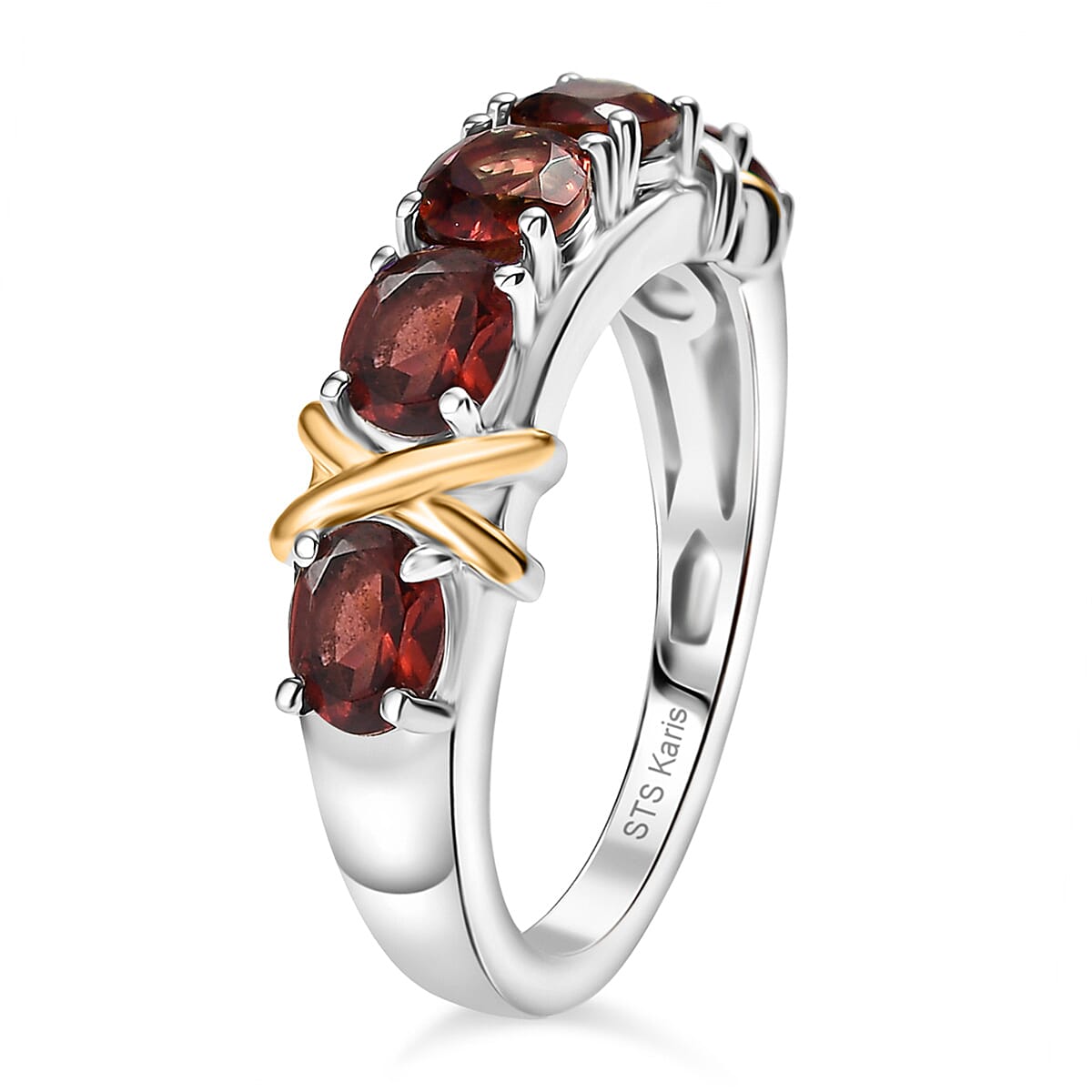 EverTrue Mozambique Garnet 2.30 ctw Ring in 18K YG Plated and Platinum Bond (Size 6.0)  image number 3
