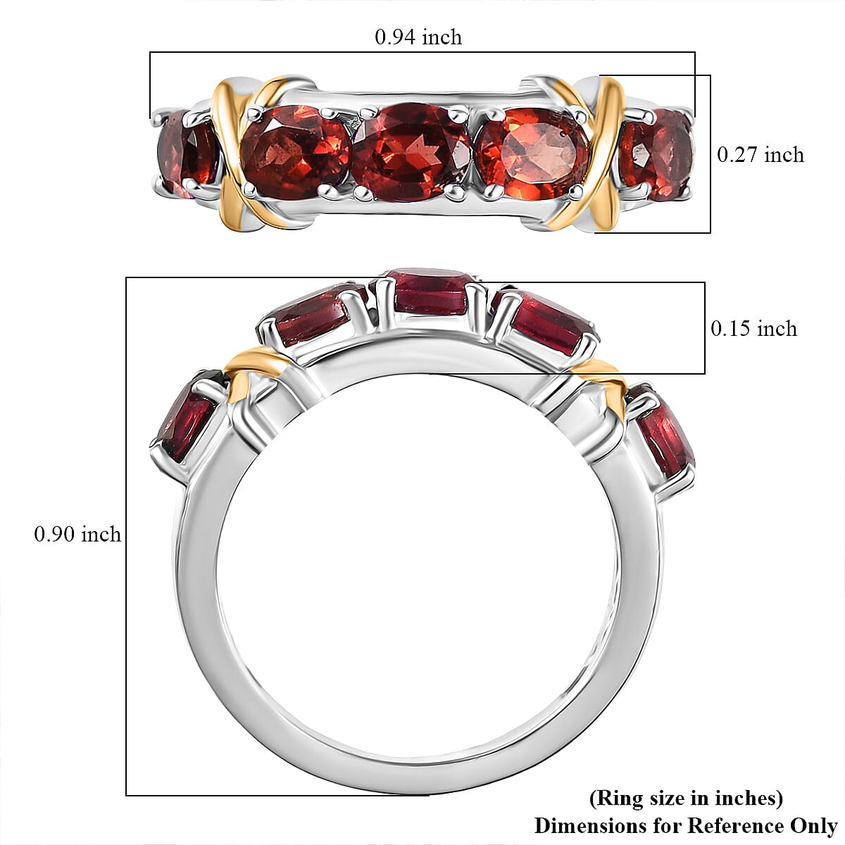 EverTrue Mozambique Garnet 2.30 ctw Ring in 18K YG Plated and Platinum Bond (Size 6.0)  image number 5