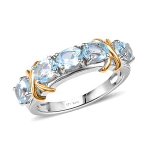 Karis Sky Blue Topaz 2.50 ctw Ring 18K YG Plated and Platinum Bond (Size 10.0)