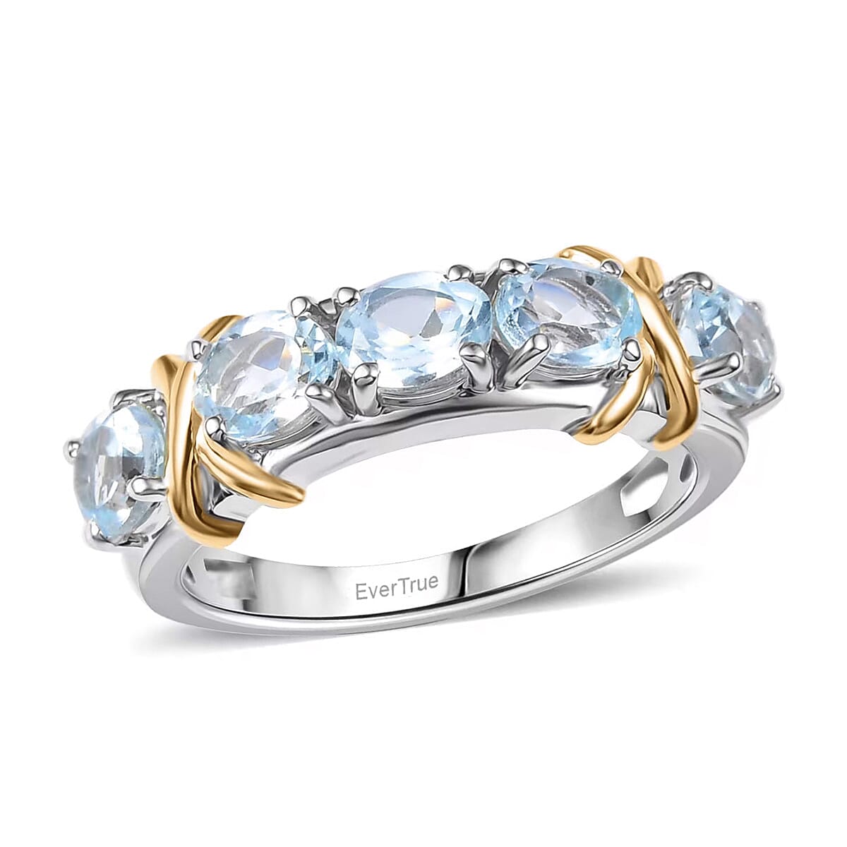EverTrue Sky Blue Topaz 2.00 ctw Ring 18K YG Plated and Platinum Bond (Size 5.0) image number 0