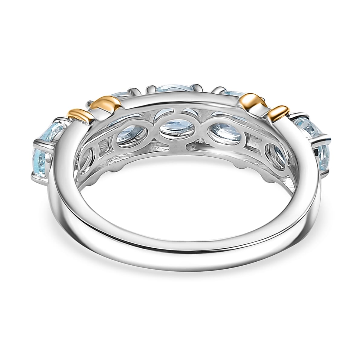 EverTrue Sky Blue Topaz 2.00 ctw Ring 18K YG Plated and Platinum Bond (Size 9.0) image number 4