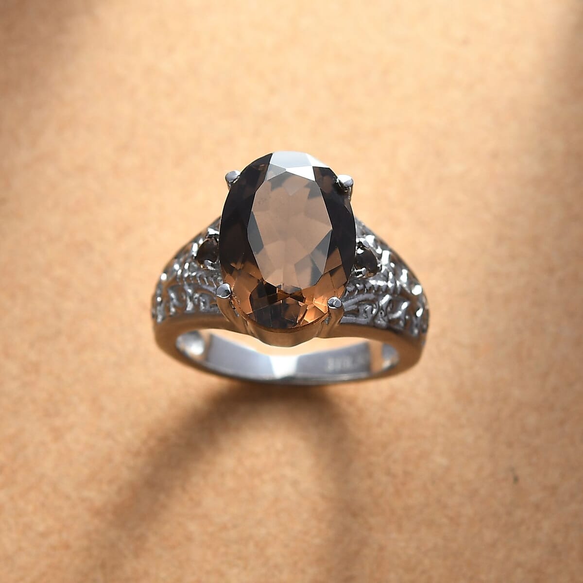 Brazilian Smoky Quartz 5.10 ctw Ring in Stainless Steel (Size 10.0)  image number 1