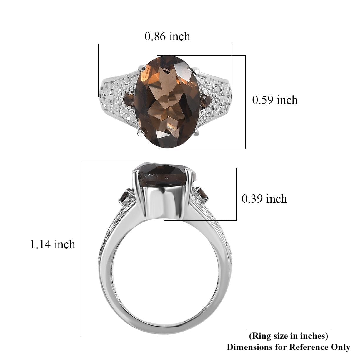 Brazilian Smoky Quartz 5.10 ctw Ring in Stainless Steel (Size 10.0)  image number 5