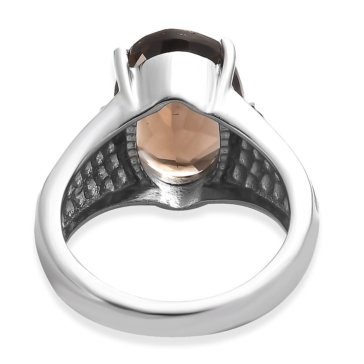 Brazilian Smoky Quartz 5.10 ctw Ring in Stainless Steel (Size 6.0)  image number 4