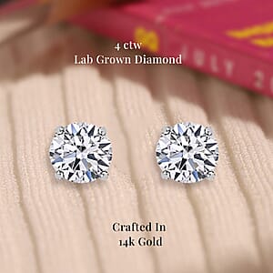 Luxuriant Lab Grown Diamond VS 4.00 ctw Stud Earrings in 14K White Gold 