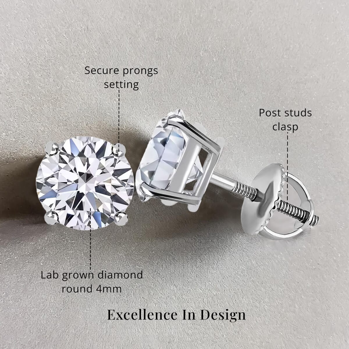 Luxuriant Lab Grown Diamond VS 4.00 ctw Stud Earrings in 14K White Gold  image number 5