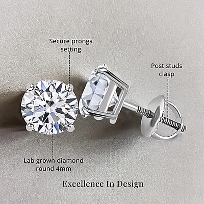 Luxuriant Lab Grown Diamond VS 4.00 ctw Stud Earrings in 14K White Gold