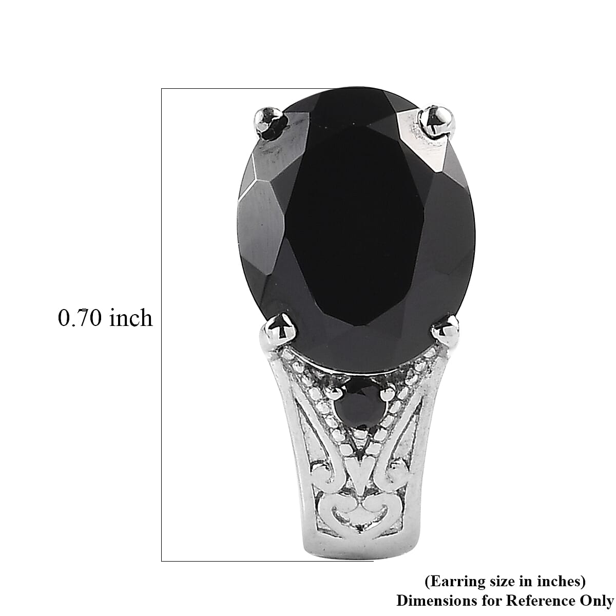 Thai Black Spinel 9.10 ctw J-Hoop Earrings in Stainless Steel 