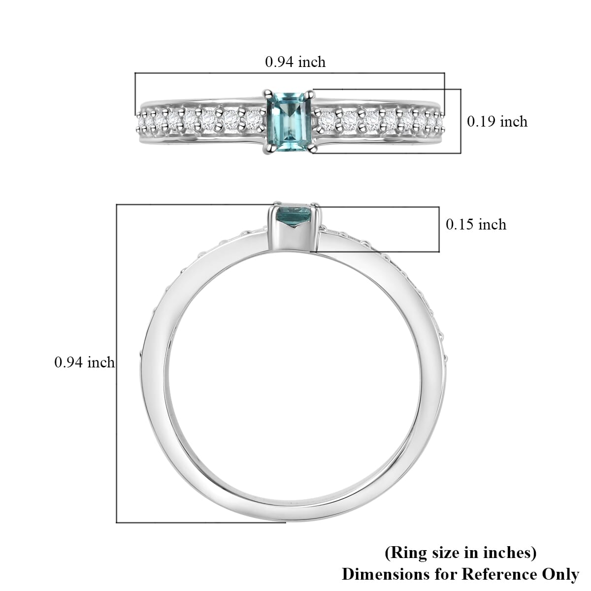 D'Joy Premium Pirineu Lagoon Tourmaline, Diamond 0.50 ctw Midnight Glow Ring in Rhodium Over Sterling Silver (Size 7.0) image number 5