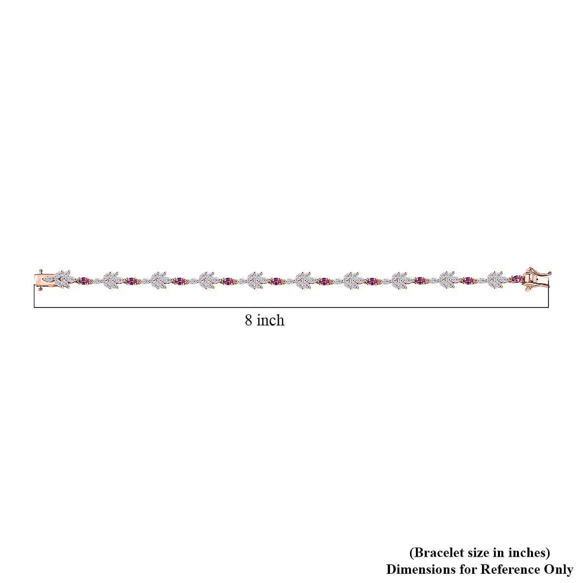 Luxuriant Bixbite (LG) and White Zircon 8.40 ctw Floral Vine Bracelet in 18K Vermeil Rose Gold Over Sterling Silver (8.00 In) image number 4